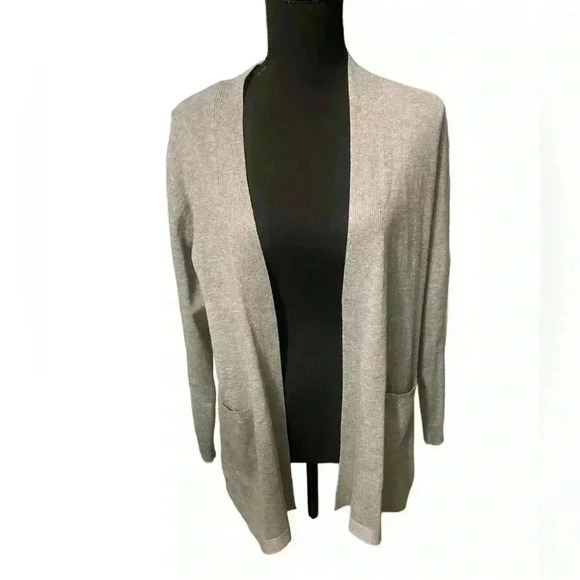 Time and Tru women’s open front light gray cardigan long sleeves size large - Picture 1 of 9